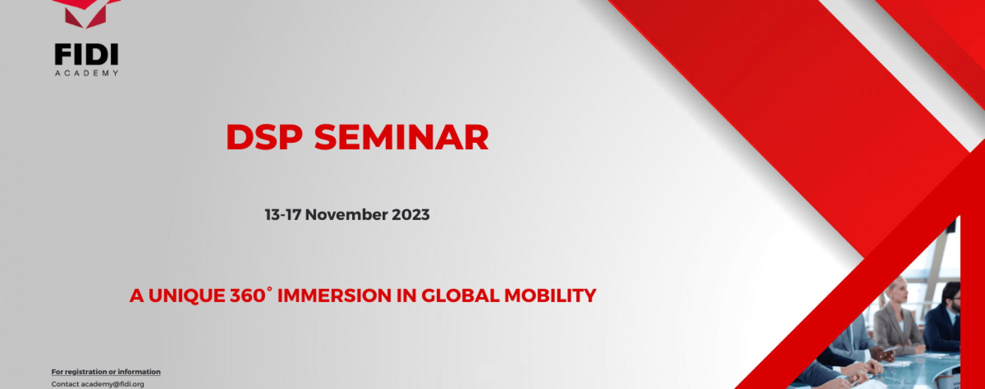 2 seats left at the next DSP/Relo seminar FIDI