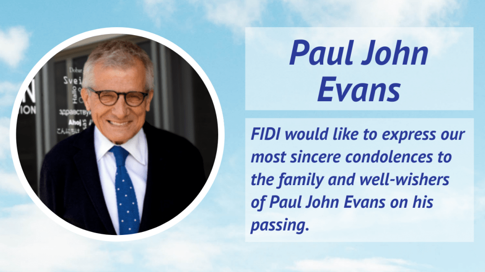 FIDI expresses sincere condolences for Paul John Evans